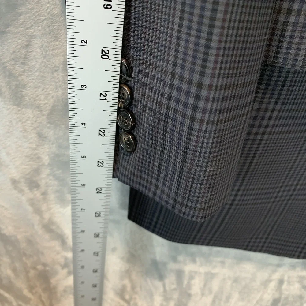 Boss Men's Blazer‎ 40S Sport Coat Blue Plaid Tailored Fit Wool Office Career